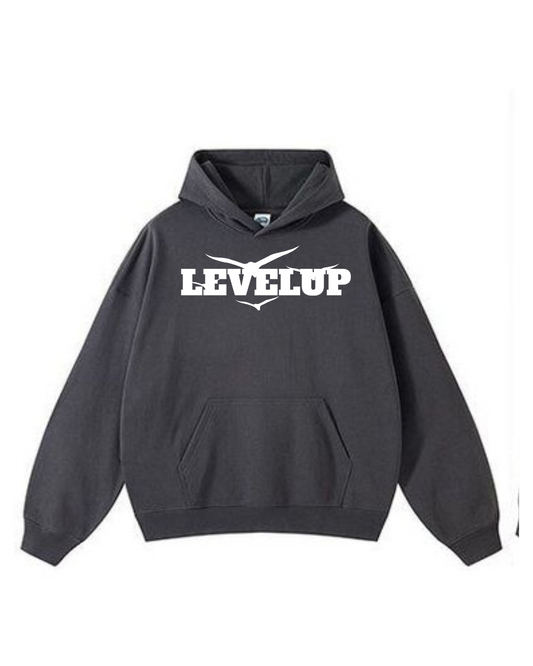 LEVELUP PUFF PRINTED PULL OVER BLACK HOODIE
