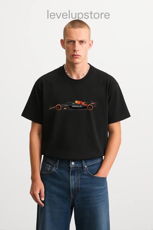 F1 V6 TURBO printed oversized t-shirt