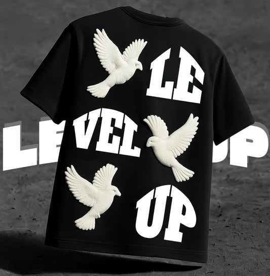 Puff Printed LevelUp rising birds oversized T-shirt