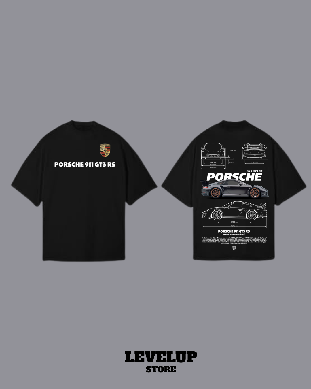 PORSCHE 911 BLACK OVERSIZED BLACK T-SHIRT