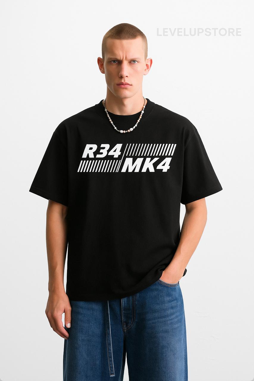 R34 × MK4 | JDM Legends BLACK OVERSIZED T-SHIRT