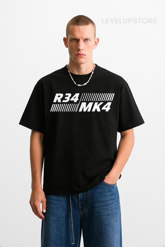 R34 × MK4 | JDM Legends BLACK OVERSIZED T-SHIRT