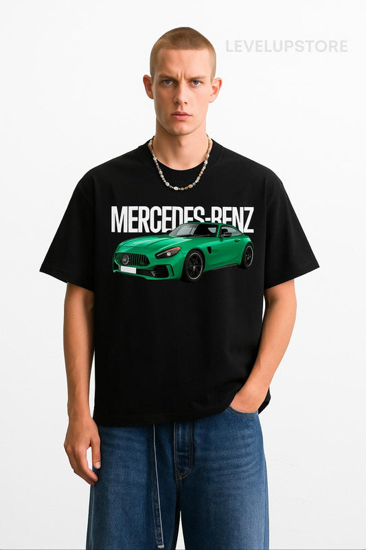 Mercedes-Benz AMG GT Car Graphic Oversized T-Shirt (Black)
