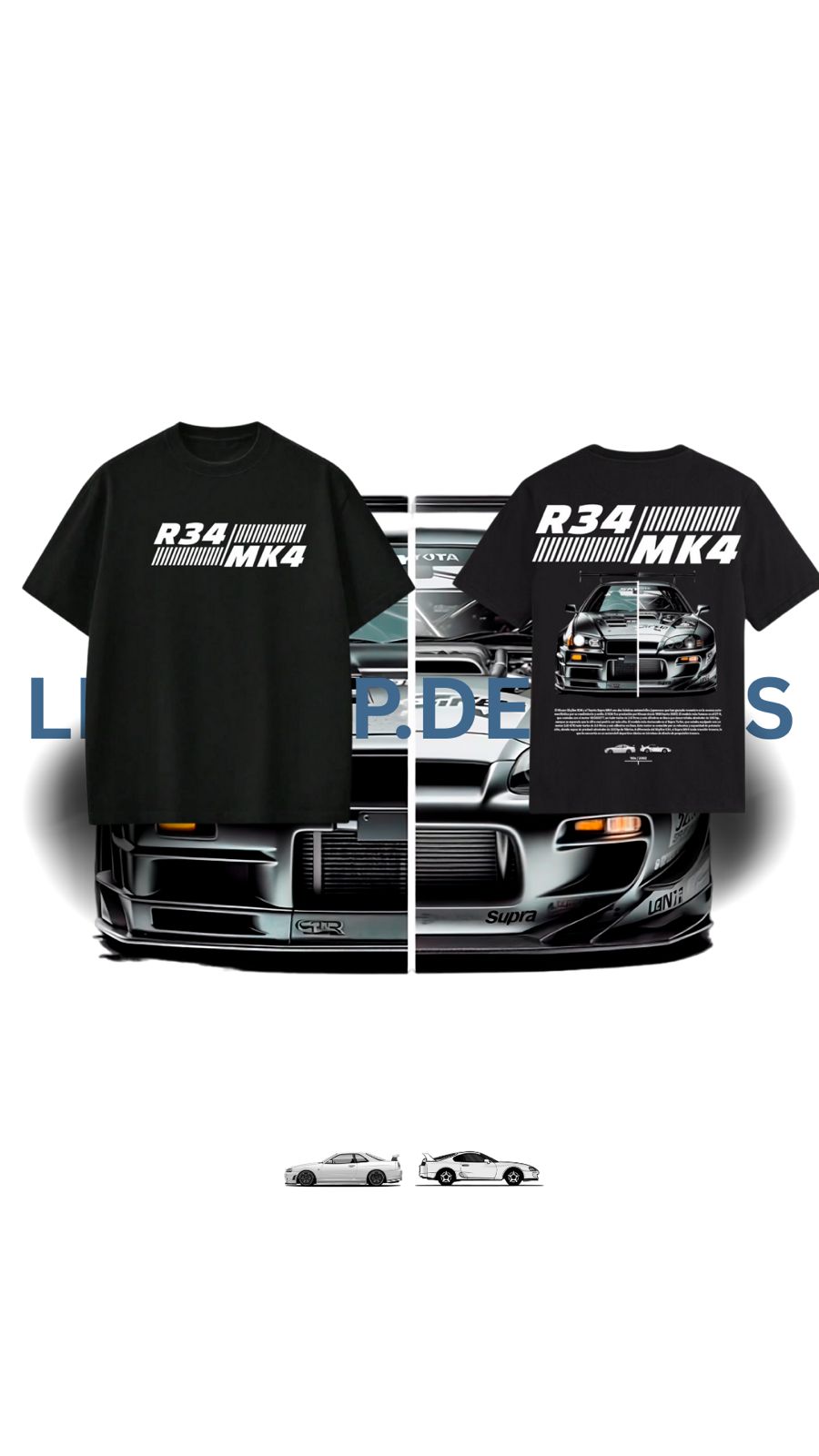 R34 × MK4 | JDM Legends BLACK OVERSIZED T-SHIRT