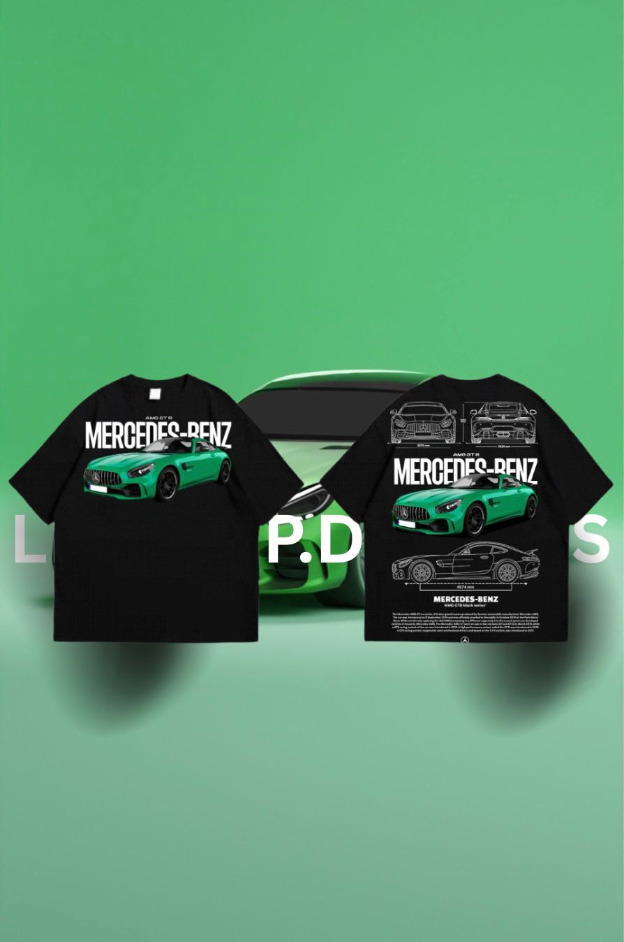Mercedes-Benz AMG GT Car Graphic Oversized T-Shirt (Black)